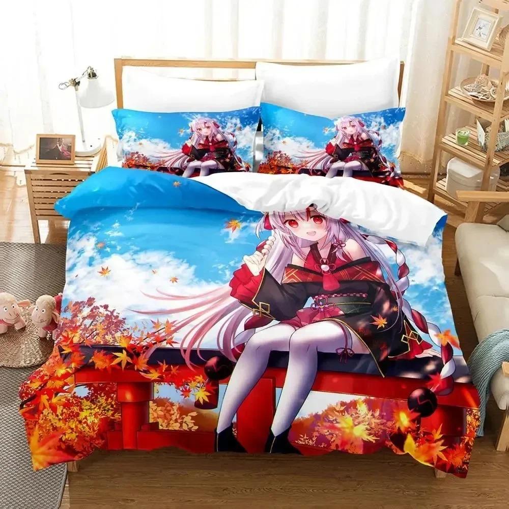 3D Print Anime Nakiri Ayame Bedding Set Duvet Cover Bed Set Quilt Cover Pillowcase Comforter king Queen Size Boys Adult