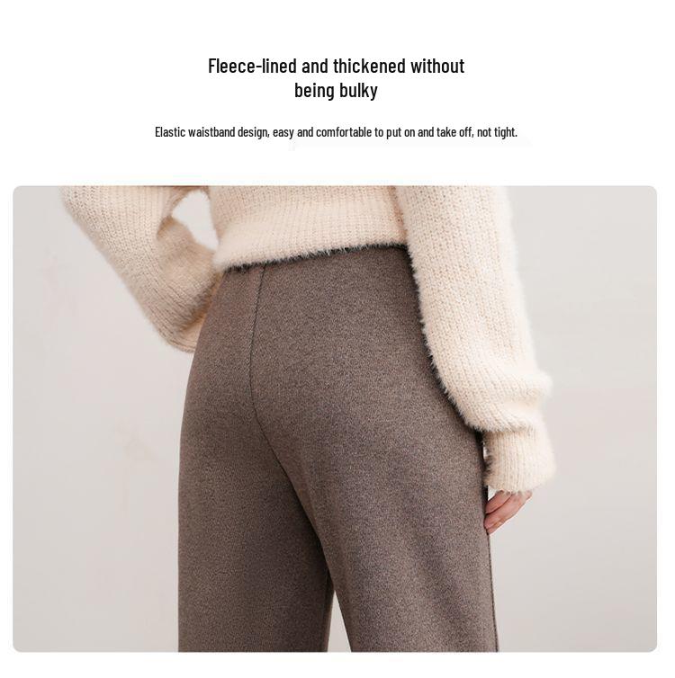 Women's High-Waisted Wool Wide-Leg Pants - Cozy Autumn/Winter Slimming Casual Trousers