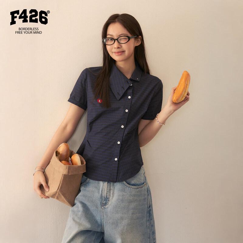 F426 Japanese Style Summer Slim Fit Plaid Shirt L