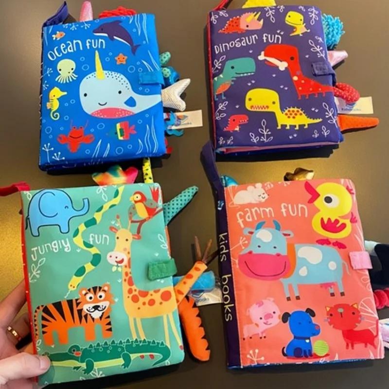 New Baby Rattles Mobiles Toy Soft Animal Cloth Book Newborn Stroller Hanging Bebe Early Learning Educate Baby Toys Kids Gifts