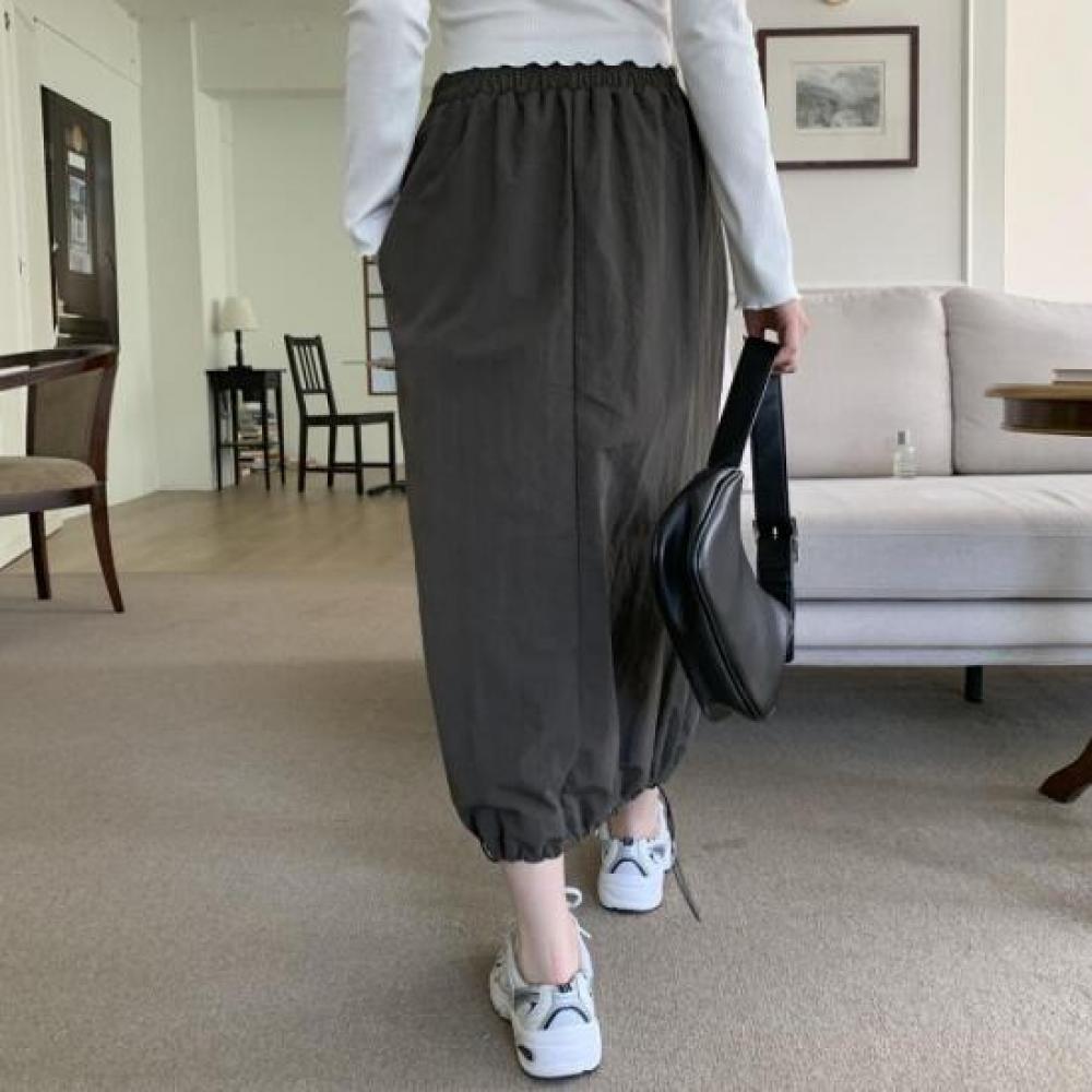 New Arrivals Open Run Women Fall Basic Long Skirt Simple Elastic Waist