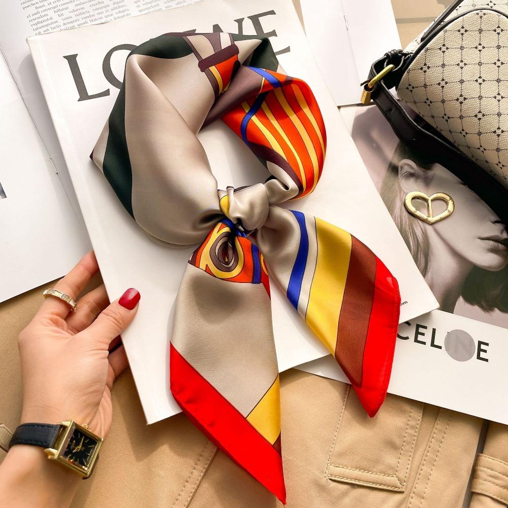 Luxury Silk Shawl Square Scarf for Women Satin Hijab Fashion Wraps Neckerchief Female Hair Bands Ribbon Headband Bandana