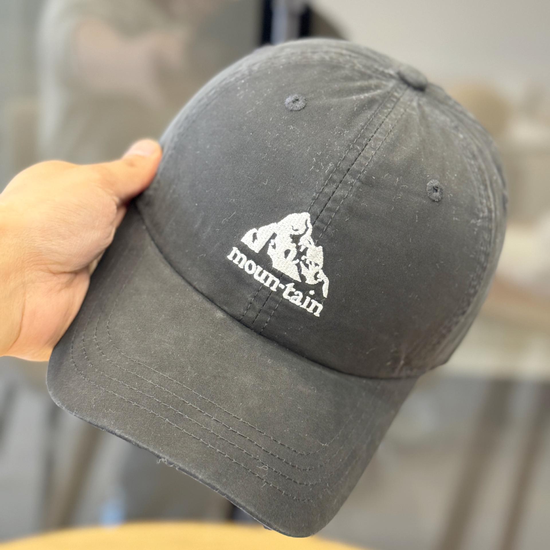 High-quality pure cotton outdoor sunshade mountain peak embroidered casual baseball cap for men and women, sports baseball cap, couple s trendy style Adult54-60Adjustable чёрный