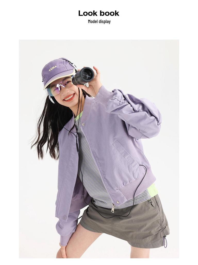 Tao Town Girls' Korean Style Casual Baseballjacka