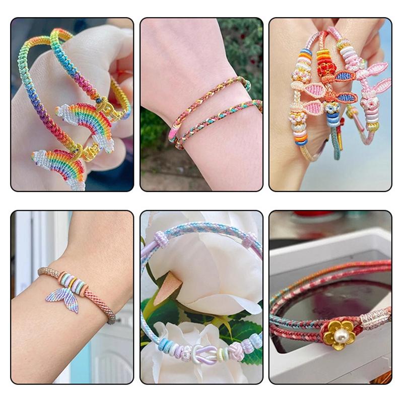 1 Bobine Fil Échoué DIY Bracelet Corde à Main Fil Coloré Dégradé Corde en Fibre Polyamide Tissage Corde Tissée 18 Brins