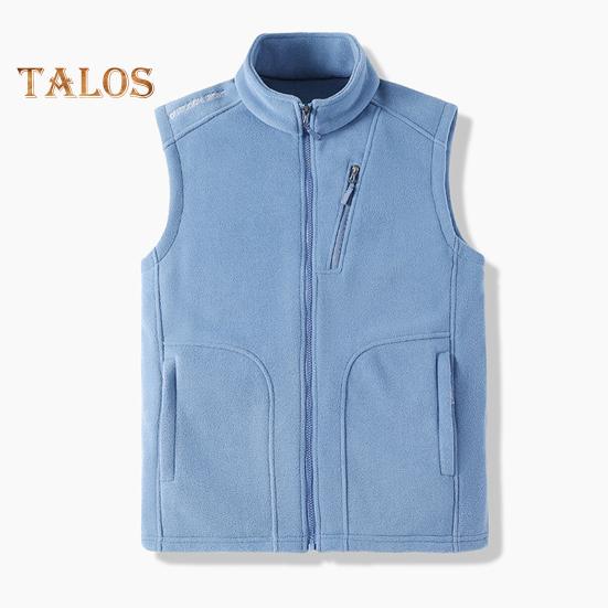 Men Polar Fleece Waistcoat Regular Fit Sleeveless Stand-Up Collar Vest Coat with Zipper Pockets Thermal Insulation Vest Jacket
