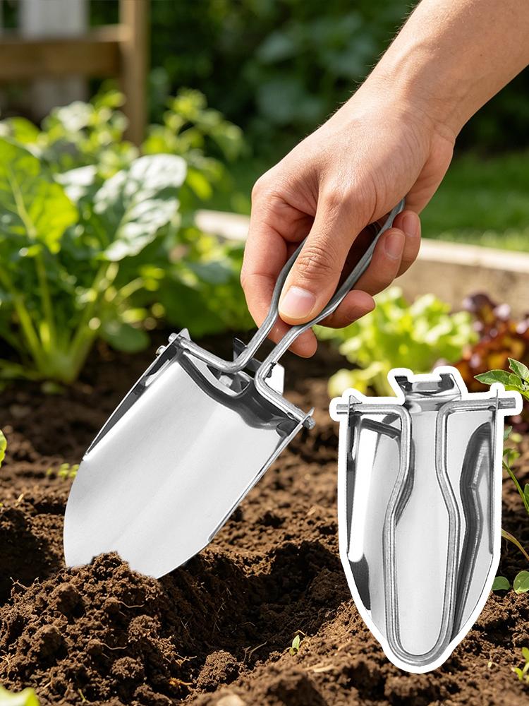 Stainless Steel Folding Gardening Shovel Multi-Purpose Mini Gardening Potting Tools Shovel for Backpack Gardening And Potting