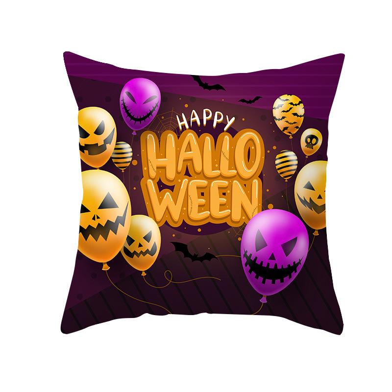 

Halloween Pillow Cover New Product Cartoon Pumpkin Castle Print Peach Skin Cushion Cover Pillow Cover 45 * 45Cm (without pillow core)