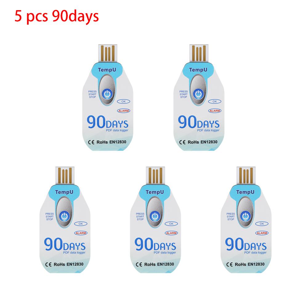 5 Pcs USB Humidity Temperature Data Logger Thermometer 14400 Points RH TEMP Recorder PDF Report 30/60/90 Days Disposable