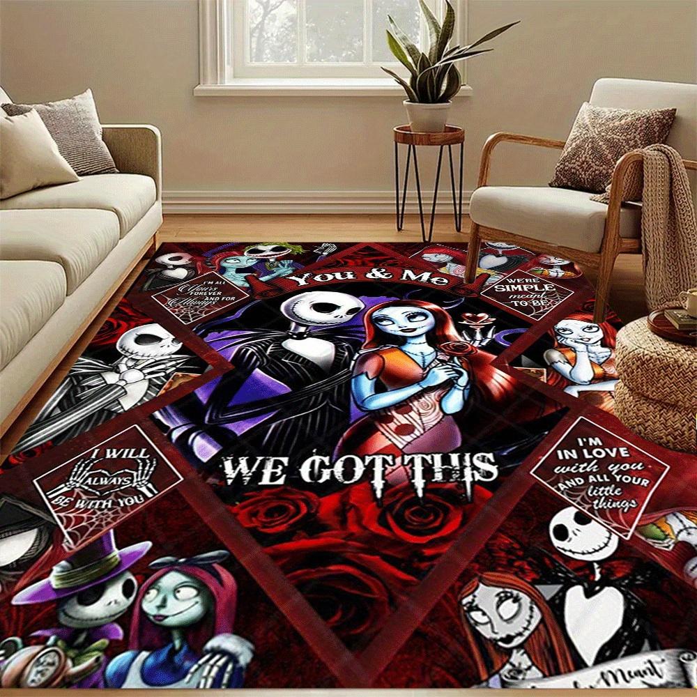 1pz Tappeto The Nightmare Before Christmas, Tappeto da Area, Camera da Letto e Sala Giochi, Resistente, Antimacchia e Facile da Pulire, Soggiorno