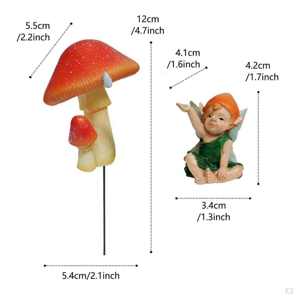 2Pcs Mushroom Elf Statue Miniature Figurine Patio Sculpture Backyard Fairy Garden Accessories for