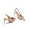 Fashion Stiletto Summer Versatile Bow High Heel Sandals Not Tired Feet One Word Strap Women Plus Size Single Shoes