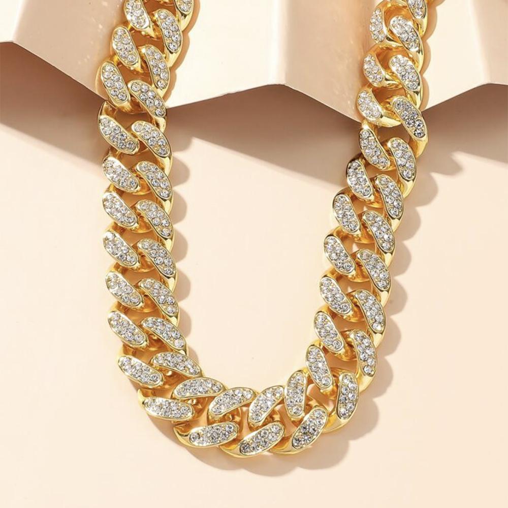 2-teiliges Set Zirkon Halskette Armband Set Kreative Europäische Amerikanische Persönlichkeit Hip Hop Funkelnde Strass Schlüsselbeinkette