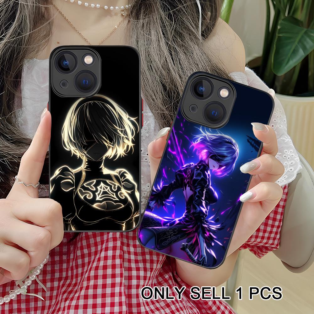 Anime Nier 2B Silicone Mobile Phone Case for iPhone 17 16 15 14 13 12 11 X XR XS Air Pro Max Plus Mini Colorful Cover