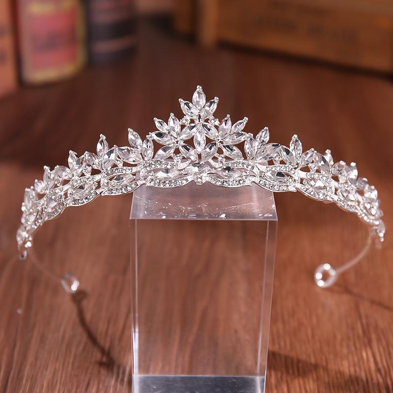 1pc New Simple Bridal Headdress Alloy Rhinestone Leaves Embellished Crown Wedding Hair Accessories Dress Accessories
