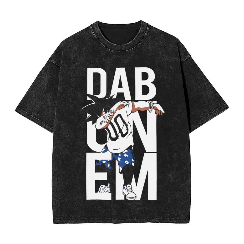 Goku X Vegeta Super Saiyan Washed T Shirts Streetwear Hip Hop Vintage TShirt Dragon Ball Z Tees Men 100 Cotton Oversize Summer