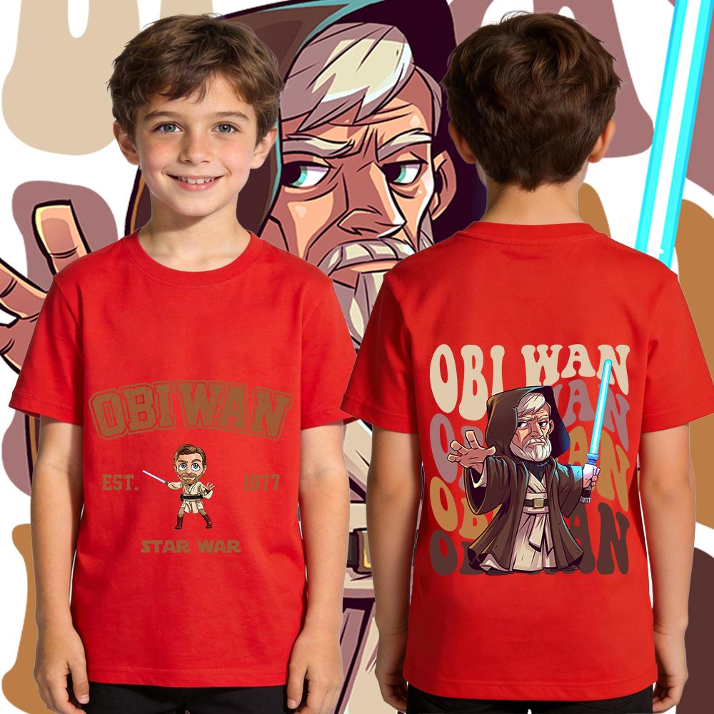 Star Wars ObiWan Kenobi Printed T Shirt for Boys Kids Cotton Casual Short Sleeve Tee Top 100