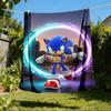 1pc Sonic, Speed Outdoor Personalized Flannel Blanket, Soft, Lightweight Personalized Flannel Blanket, Digital Printing,