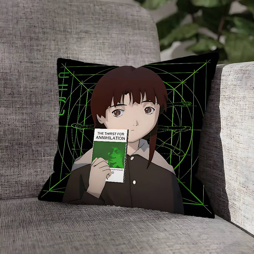 Lain Iwakura S-Serial Experiments Pillow Case For Sofa Decor Car Office Room Printing Cushion Cover Decorations and Protector