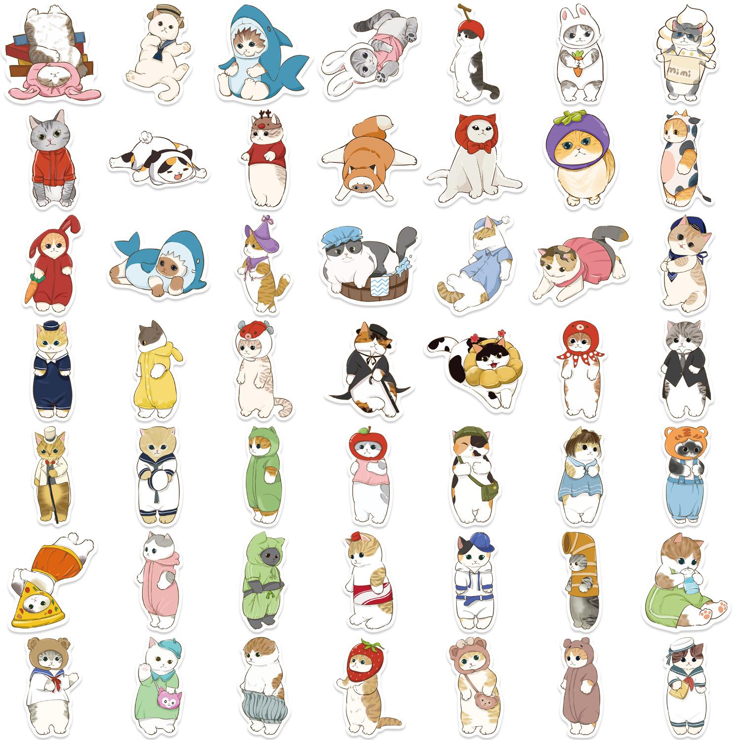 

50 Мультяшный Кот с Головным Убором Граффити Наклеек Украшают Гитару Блокнот Чемодан DIY