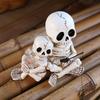 Skeleton Ornament Parent-Child Skull Fishing Design Hand-Painted Resin Figure Garden