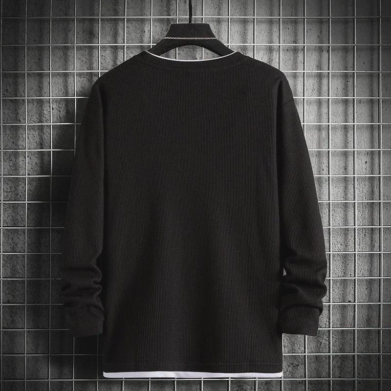 Herren Herbst Rundhals Langarm Lockerer Pullover - 2024 Trendy Spliced T-Shirt