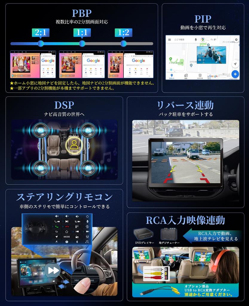 PORMIDO AUTO 2K Large QLED LCD Android Car Navigation 6GB RAM 128GB RAM Audio for Streaming Online Videos Like and Wireless Android Mirroring Car