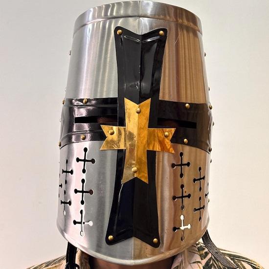 

Knight Templar Helmet Holy Cross Templar Crusader Helmet Knight Armor Steel Helmet LARP Helmet Halloween Costume