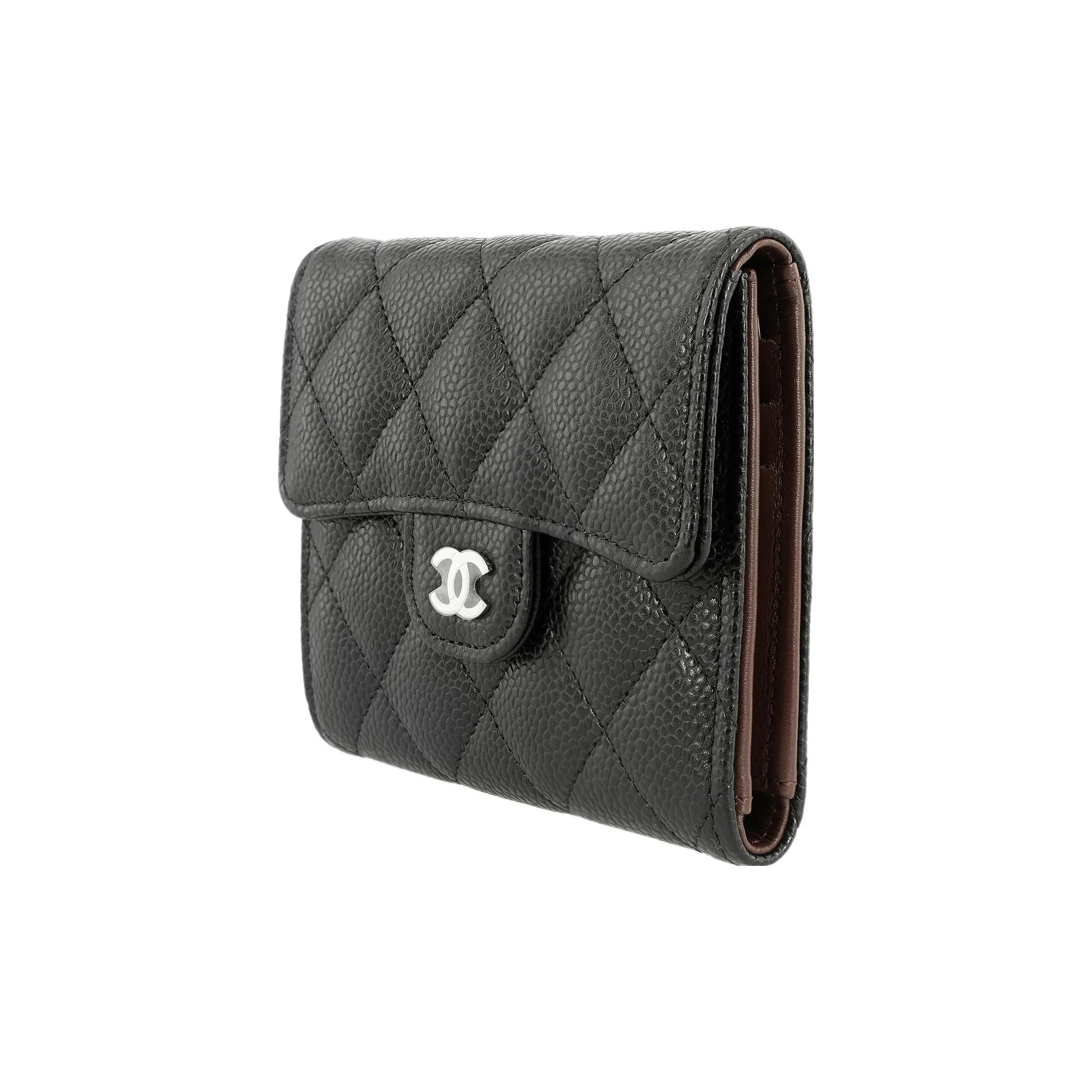 

CHANEL Класична сумка Flap CF Шкіра ікри Срібна пряжка Шкіряний тримач для карток Гаманець Жіночий Чорний One Size-Gift Set(Basic Set+Box+Shopping Bag) чорний