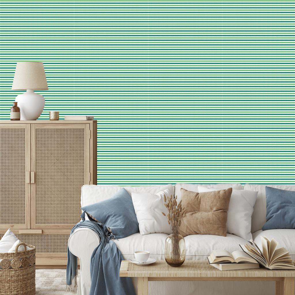 Mint and Sea Stripes Wallpaper for Living Room and Bedroom 50x1000