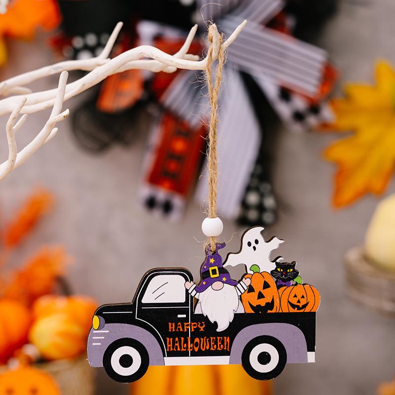 Wooden Pumpkin Charming Gnome Car Hanger Delightful Halloween Spirit Decor