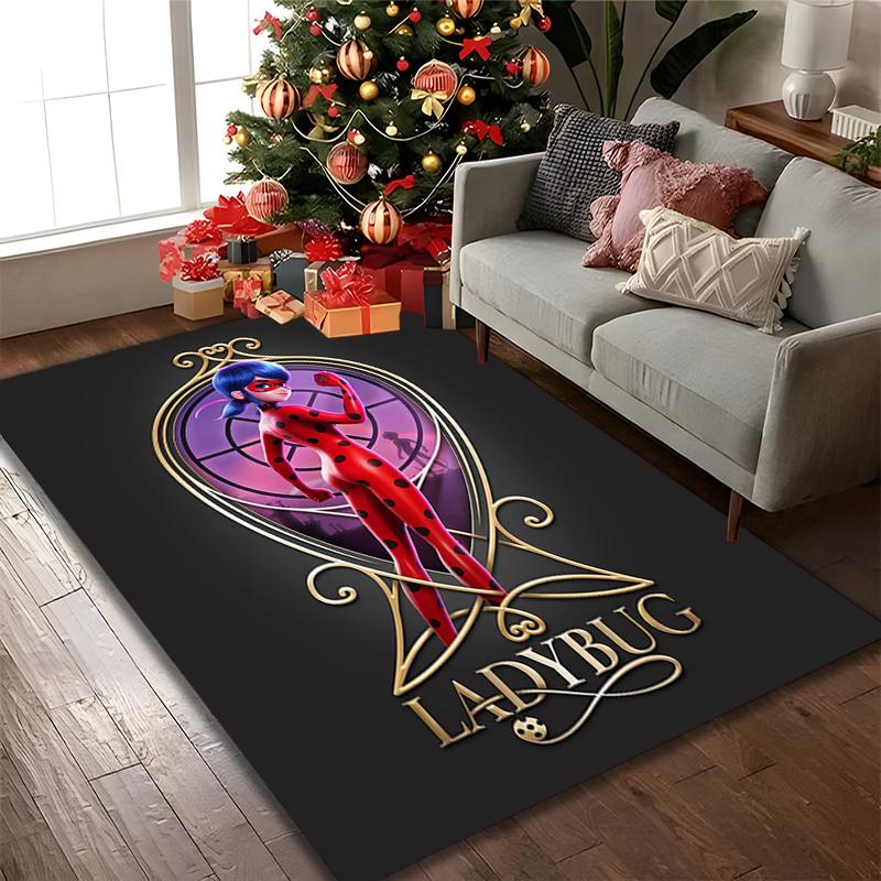 1pc Digital Printed Chair Rug for Home Office Use, Ladybug Carpet Appropriate for All Seasons, Soft Area Carpet