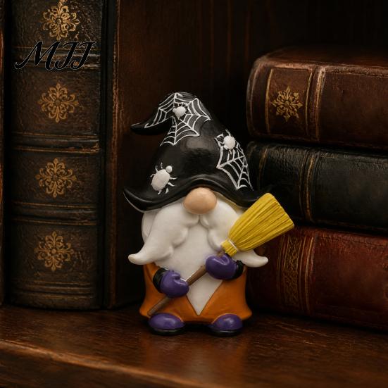 Durable Resin Craft Ornaments Halloween Gnome Ornament, Spooky Faceless Figurine, Unique Elf Sculptures for Home Indoor Outdoor Party Festive