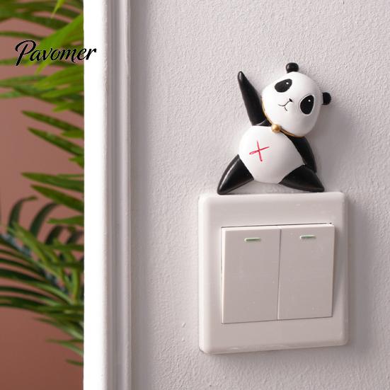 Panda Room Decor 3D Light Switch Sticker, Cute Decal, Easy Peel Resin Cover & Stick Wall Art for Home Bedroom Living Cartoon Surround