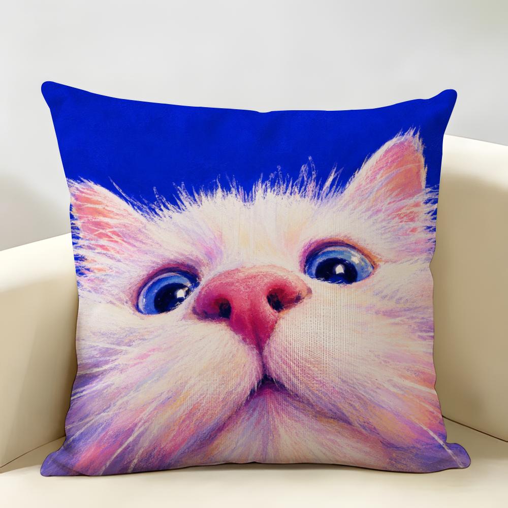 Ginger Cat Peekaboo Kitten Art Cushion Cover Natural Linen Organic Fabric Double-Sided Printing Breathable For Home Decor