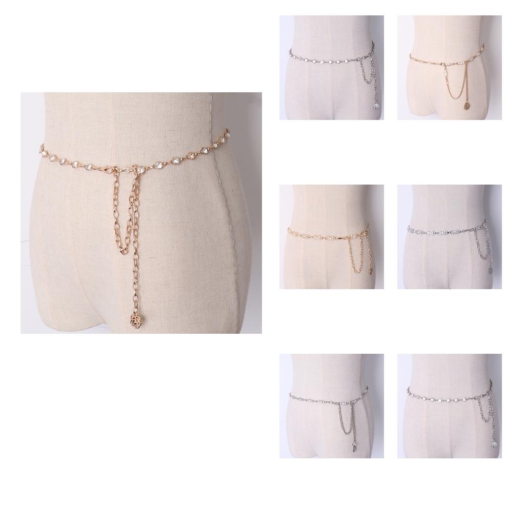 Adjustable Silver Diamante Waist Belt Women’s Luxury Dress Chain Belt Fashion Waistband for Wedding Dress Decor