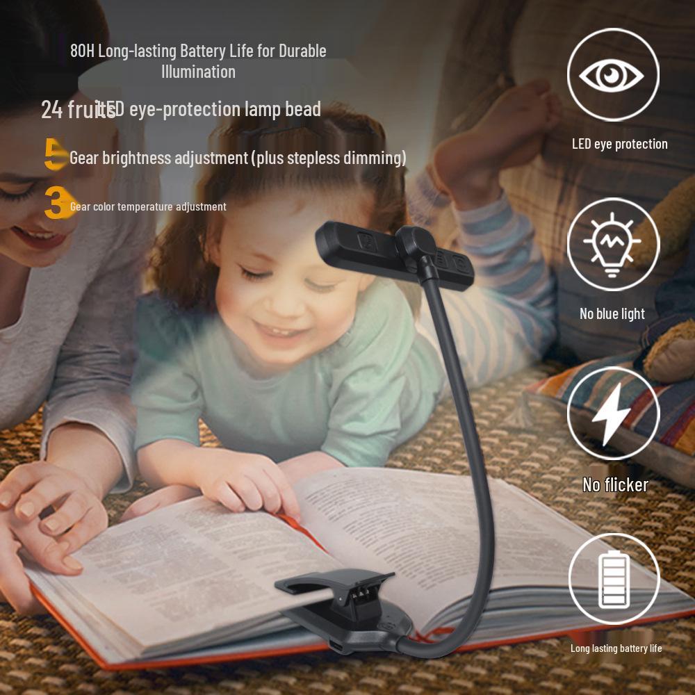 Rotating 24LED Eye-Protective USB Rechargeable Clip-On Reading Light