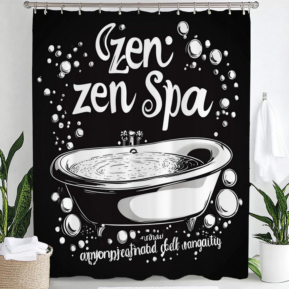 

Modern Minimalist Bathtub Pattern Black And White Shower Curtain, Bathroom Decorative Shower Curtain, Home Curtain With Hooks W60H190(CM)-1 Pcs