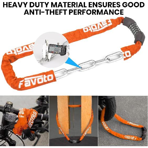 Замок велосипедной цепи Favoto — 5-значный комбинированный противоугонный велосипедный — фото 5