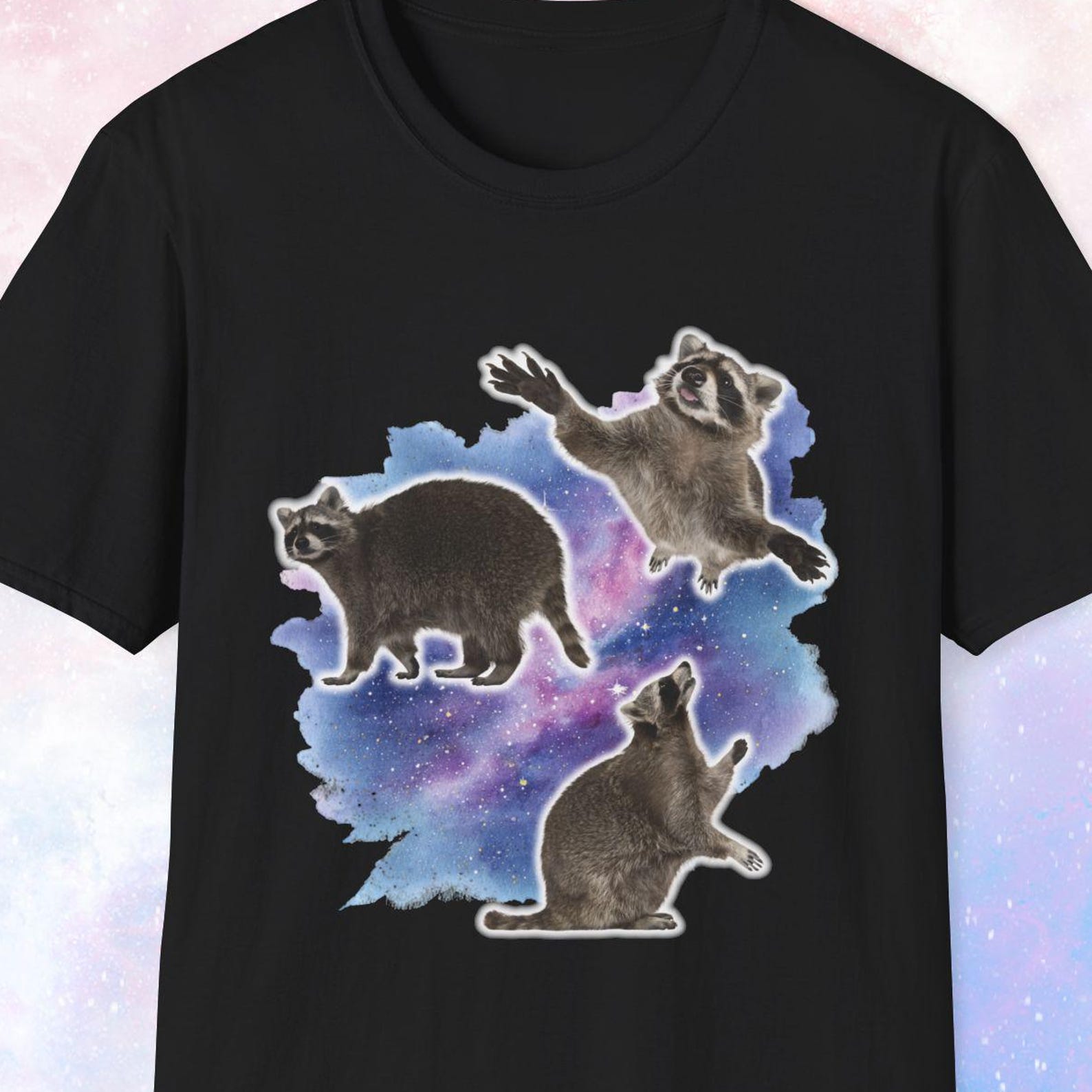 Space Raccoons Shirt, Racoon Shirt, Gift for Raccoon Owner, Cute Raccoon Print, Funny Raccoon Meme Tshirt, Weird Shirt, Retro Vintage Shirt 2XL
