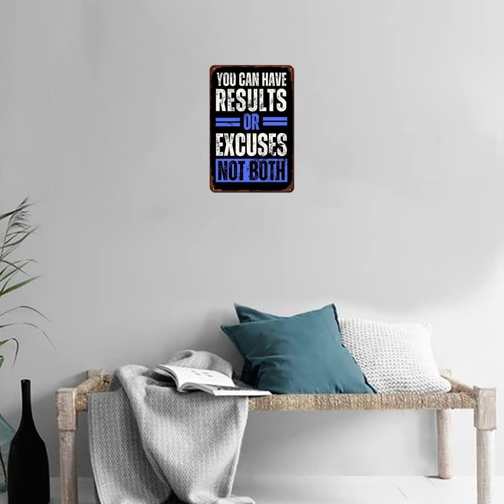 You Can Have Results Or Excuses Not Both Metal Tin Sign Retro Poster Cafe Bar Gym Living Room Bathroom Kitchen Home Art Wall Decoration Plaque Gift