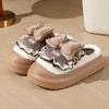 Lolita Bow Cotton Slippers Winter Shoes Women External Wear Non Slip Warm Home Cotton Shoes Thick Sole Comfort Zapatos De Mujer