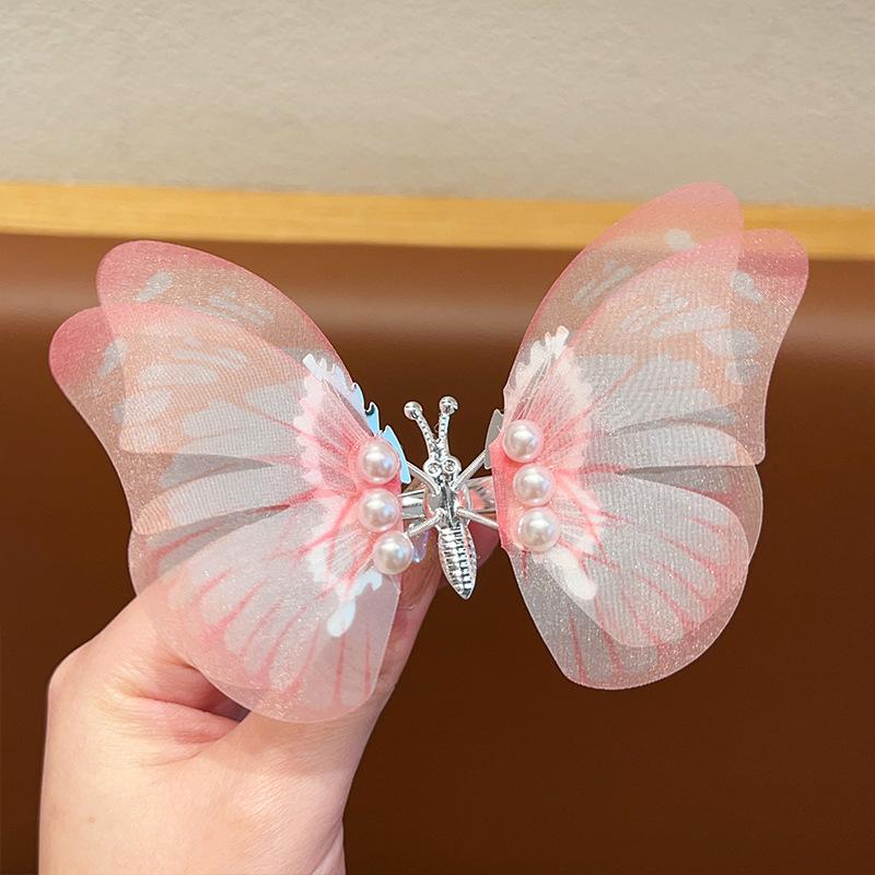 Colorful Glitter Big Butterfly Hair Clip Beautiful Moving Wings Pearl Hairpin For Girls Sweet Hairgrip Barrette Hair Accessories