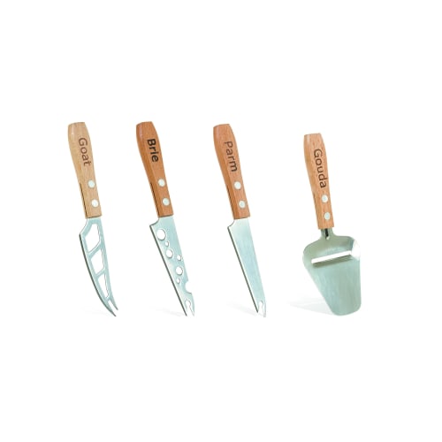 BOSKA Geneva Cheese Knife, Stainless Steel/Wood, 18x17x2.5cm, Set of 3 Mini Cheese Knives, 358205