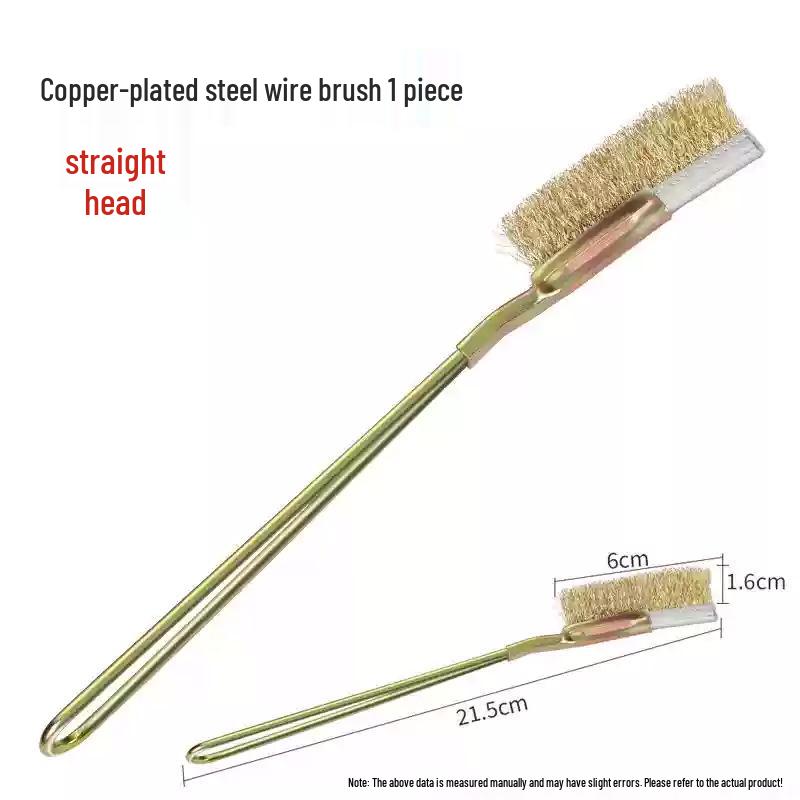 Iron Handle Wire Brush for Cleaning and Rust Removal - Bent Head, Stainless Steel, Nylon, Mini Size