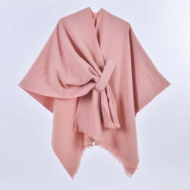 New Women's Spring Scarf Shawl Fashion Versatile Solid Color Four Seasons Imitation Cashmere Split Cape