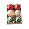 Christmas Tree Decoration Set 6 Plastic Baubles with Hanging Strings for Trees Tables and Event Display 8cm Size