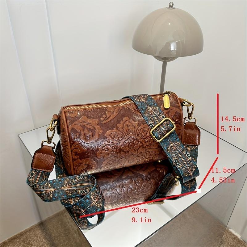 Chic Floral Embossed Crossbody Bag: Urban Elegance with Secure Zip, Durable Design & Wide Strap for Everyday Style