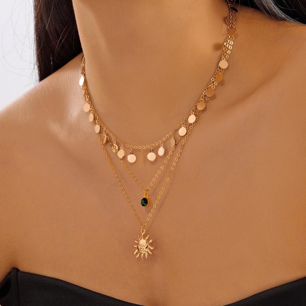 Kadınlar İçin Klasik Kolye Ucu Mikro Zirkon Türk Şanslı Nazar Avuç İçi Haç İnci Çok Katmanlı Metal Zincir Choker Takı