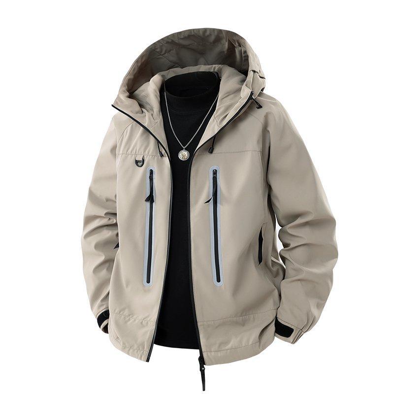Spring and Autumn Men's and Women's Multi Pocket Hooded Waterproof Jacket Casual Jacket